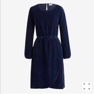J. Crew Factory Velvet Navy Wrap Dress Tulip Hem